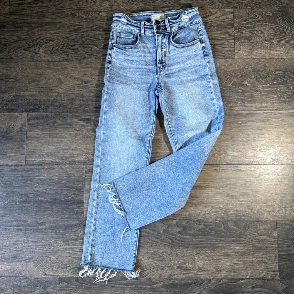 BKE Billie Y2K High Rise Distressed Raw Hem Jeans Sz 28x28 Grunge Festival Rave